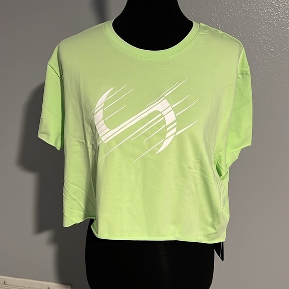 TLF Lift Oversized Gym Crop Tee Neon Lime White Large raw edge - Picture 13 of 14